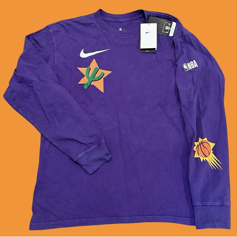 Nike Phoenix Suns Long Sleeve T-Shirt Men's Small Purple Cactus Starburst NBA